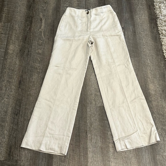 Ann Taylor Linen Women’s The Seamed Wide leg Dress Pants size 0 cream - Picture 4 of 14